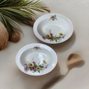 2 Vtg Edwin Knowles China "Hostess" Oval Serving Bowls Floral #578-0 EUC
